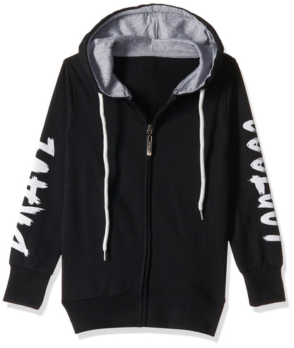 T2F Cotton Hooded Neck Regular Fit Hoodie (Boys-SS_35_Black