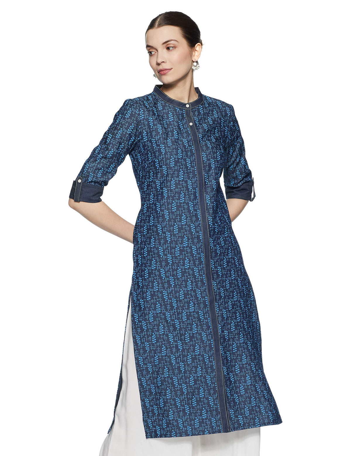 Aurelia WomenS Cotton Solid Straight Fit Kurta (19Aua10848-500770_Blue_X-Small)