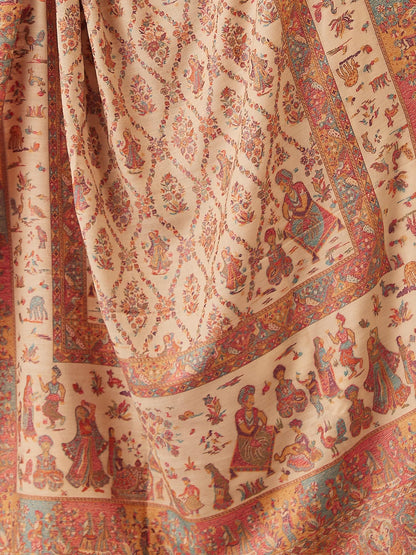 Pashmoda Women Gulbahar Kaani Wool Blend Kashmiri Shawl, Stole, Scarf, Luxury Pashmina Evening Wrap (Size: 101 X 203 CM)