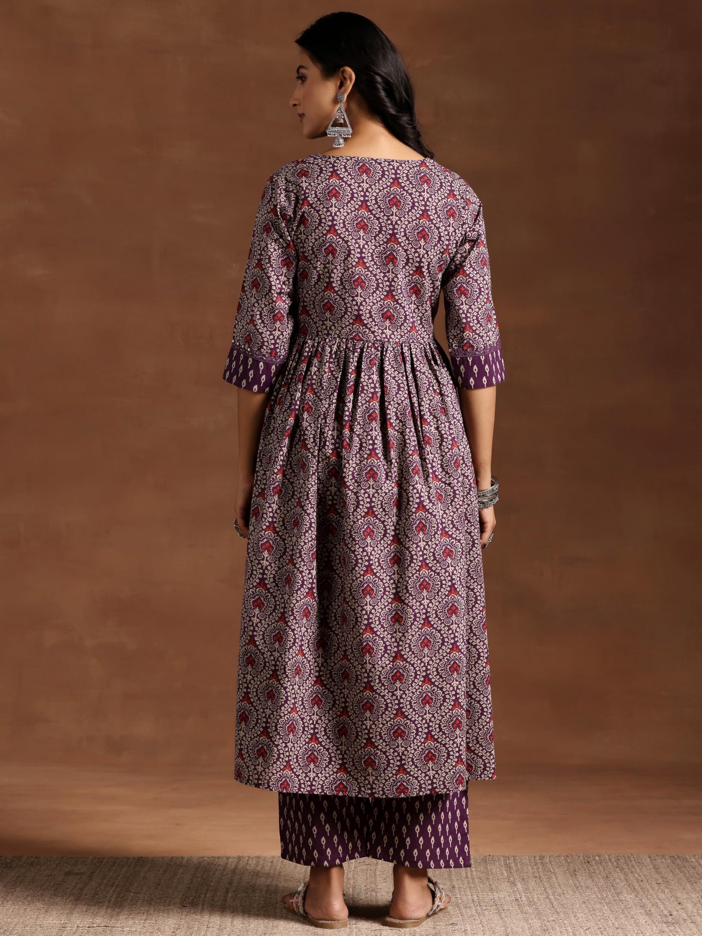 Libas Womens Printed Cotton Straight Kurta With Palazzos