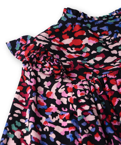 Beebay Kids Girls Button -Through Printed A-line Dress Black