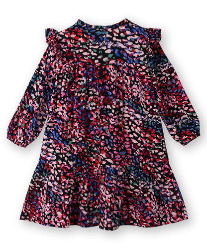 Beebay Kids Girls Button -Through Printed A-line Dress Black