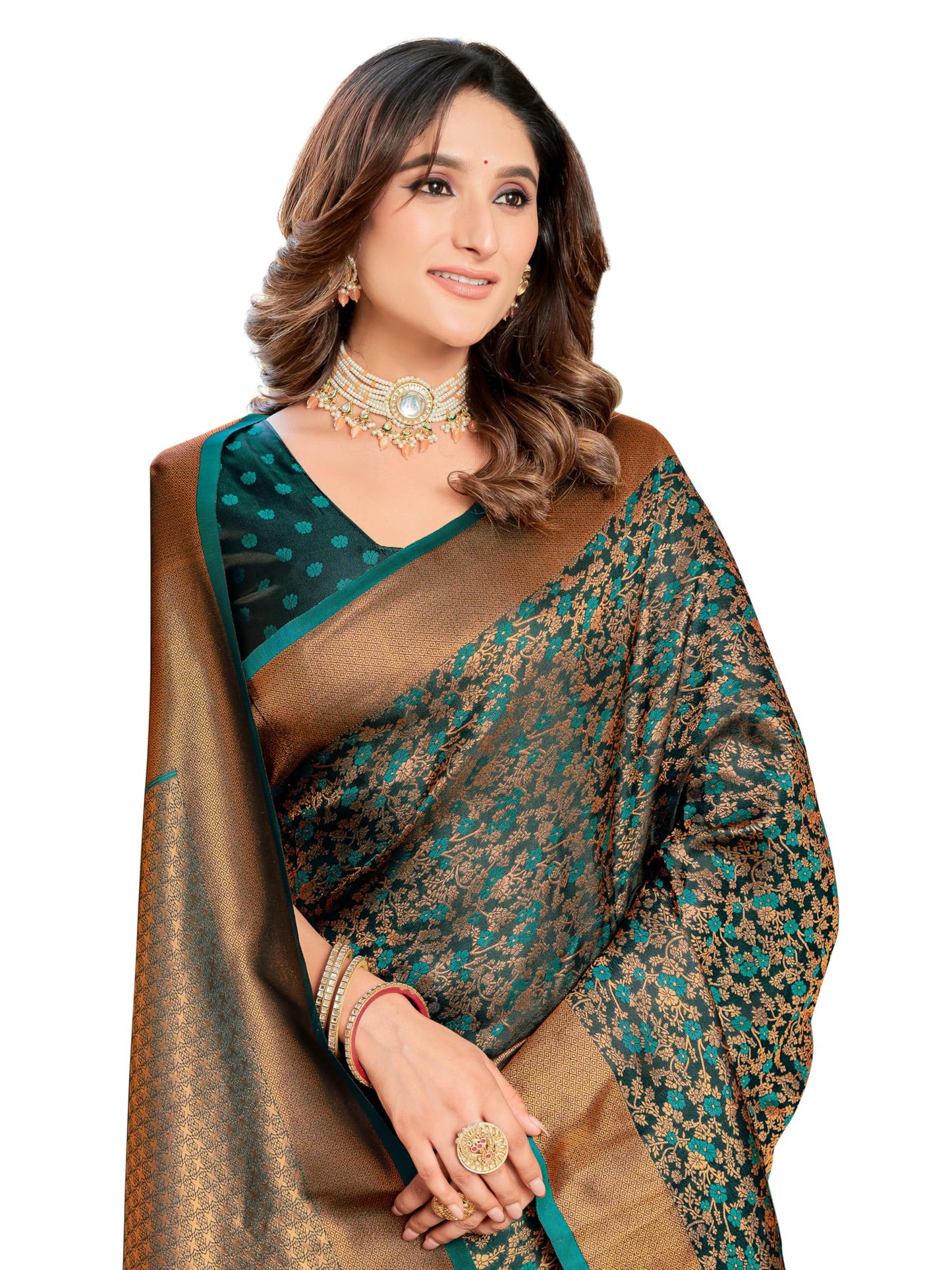 Glory Sarees WomenS Pure Kanjivaram Soft Banarasi Original Satin Silk Saree Elegantly Crafted Graceful Wedding Design With Blou