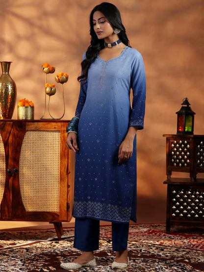 Libas Womens Embellished Muslin Straight Kurta With Trousers And Dupatta