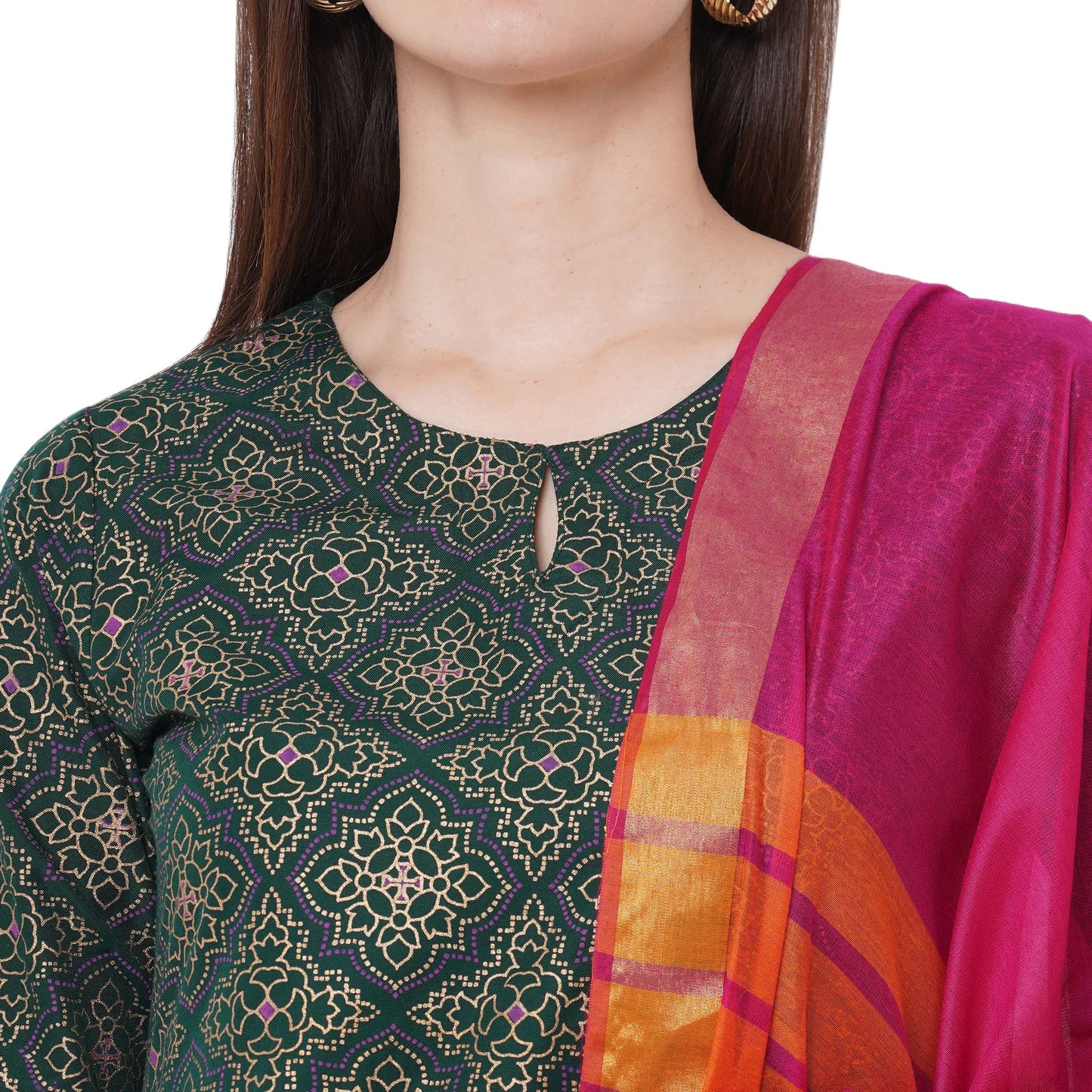 ANNI DESIGNER Women's Cotton Straight?urta with Palazzo (KUR118)