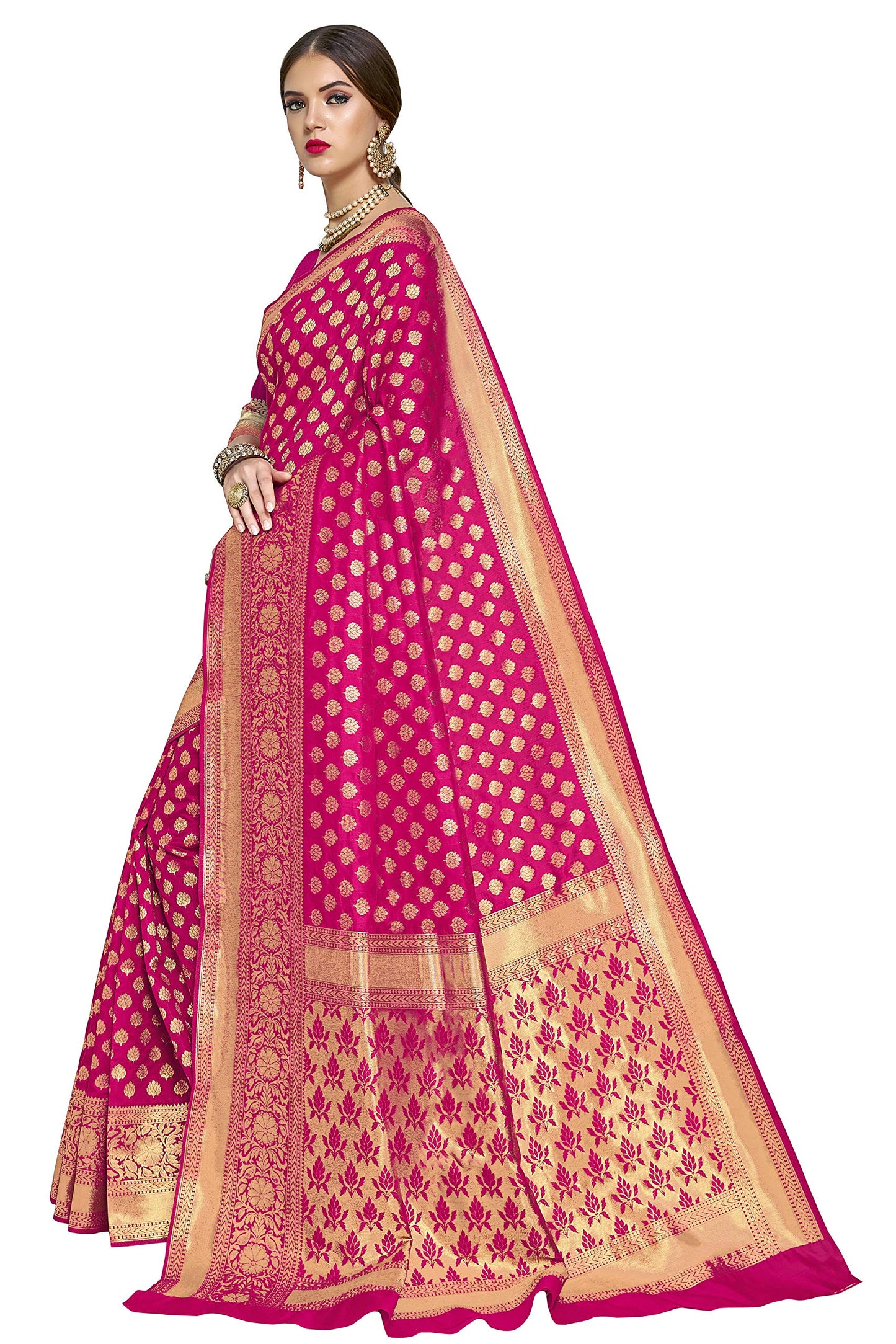 Glory Sarees Womens Jacquard Art Silk Kanchipuram Saree (kara115pink_Pink)
