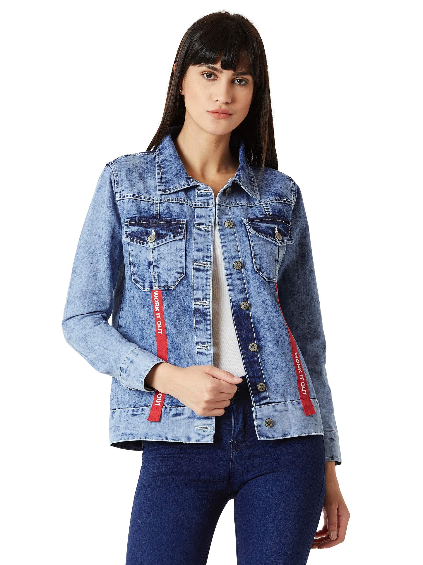Miss Chase WomenS Denim Standard Collared Full Sleeve Buttoned Twill Tape Detailing Solid Jacket (Mcss19Den05-21-158-06, Light 