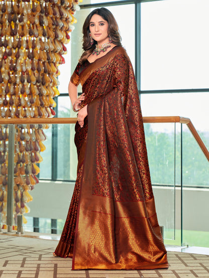 Glory Sarees WomenS Pure Kanjivaram Soft Banarasi Original Satin Silk Saree Elegantly Crafted Graceful Wedding Design With Blou