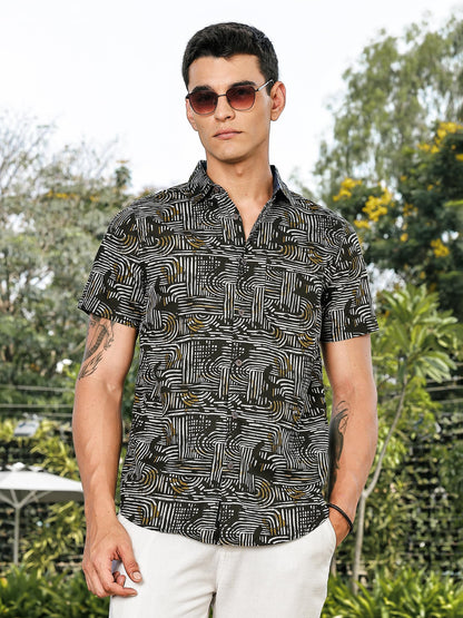 Thomas Scott Mens | All Over Printed | Spread Collar | 100% Cotton | Short Sleeve | Shirts for Men (Available in Plus Size)