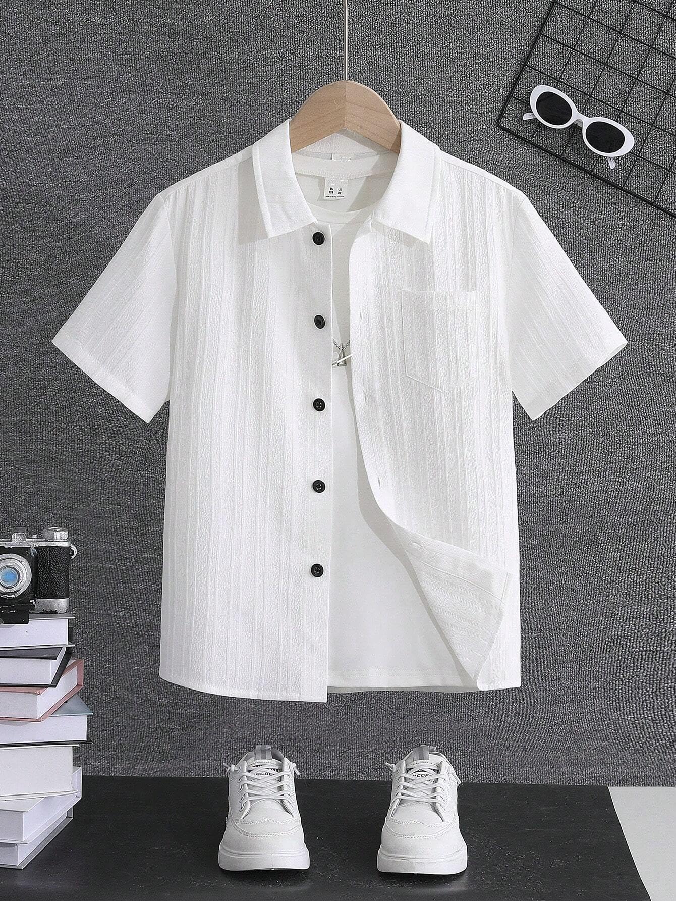 TAGAS Boys Regular Fit Shirt (BS-2033(Combo)_White-Black