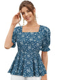 TOOCHKI Womens Floral Regular Fit Top (Toochki104-TP_Teal