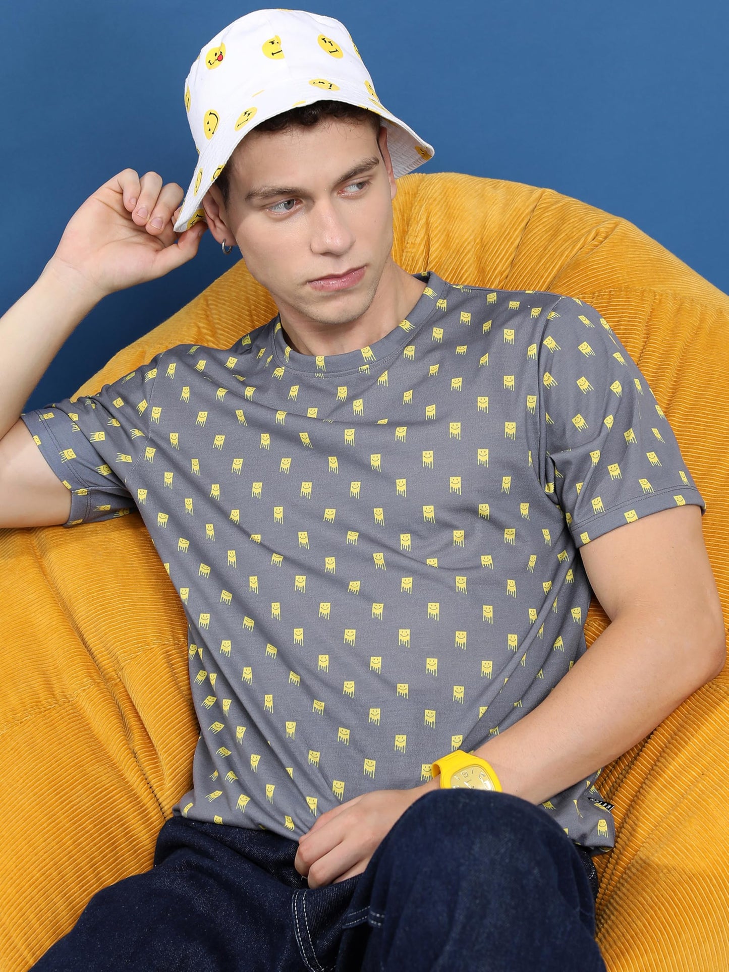KETCH Men Half Sleeve Relaxed Fit T-Shirt KHTS000698 Grey S