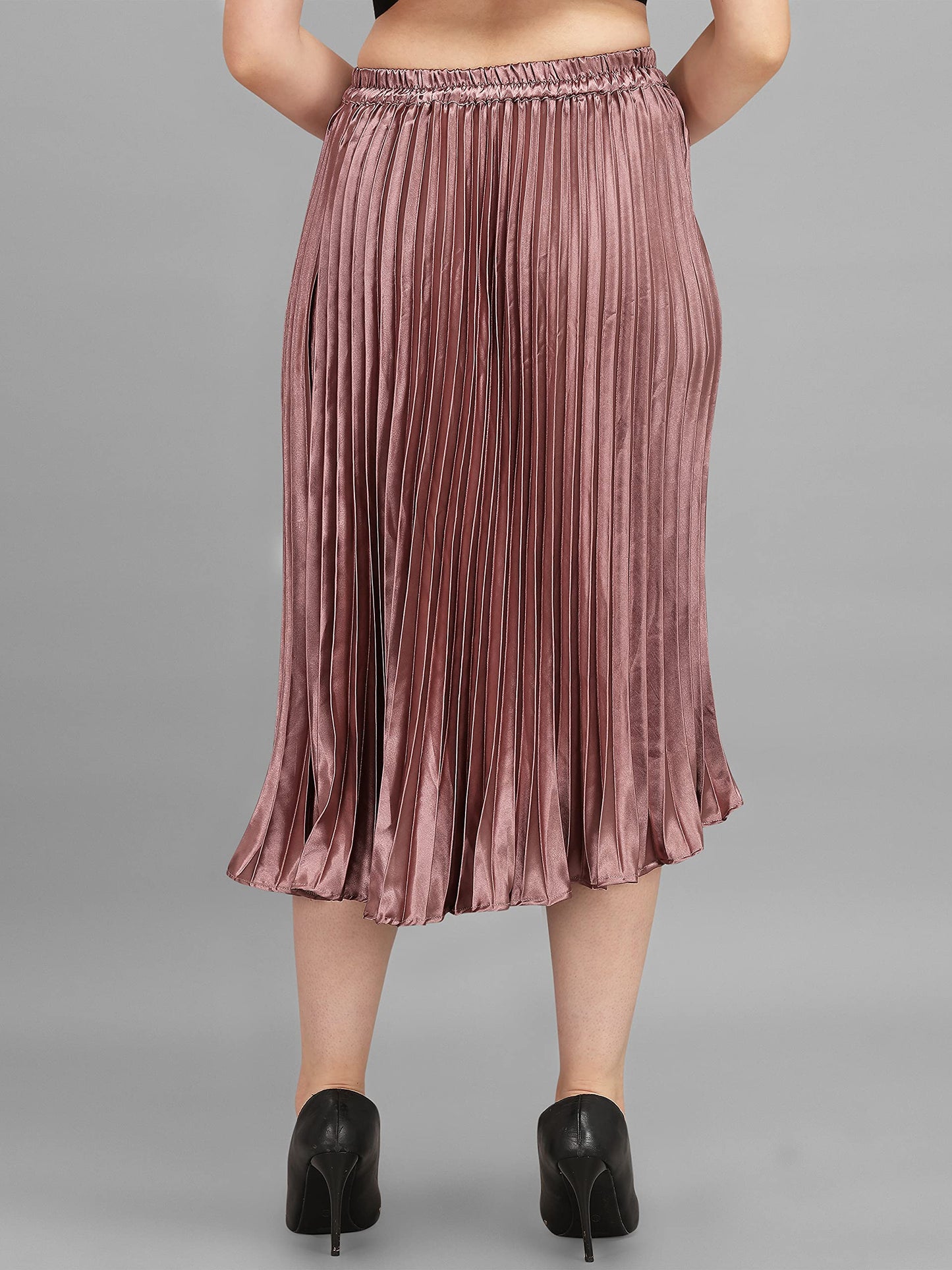 Kzully | Elegant Ensemble Satin Midi Skirts For Women & Girls Burgundy