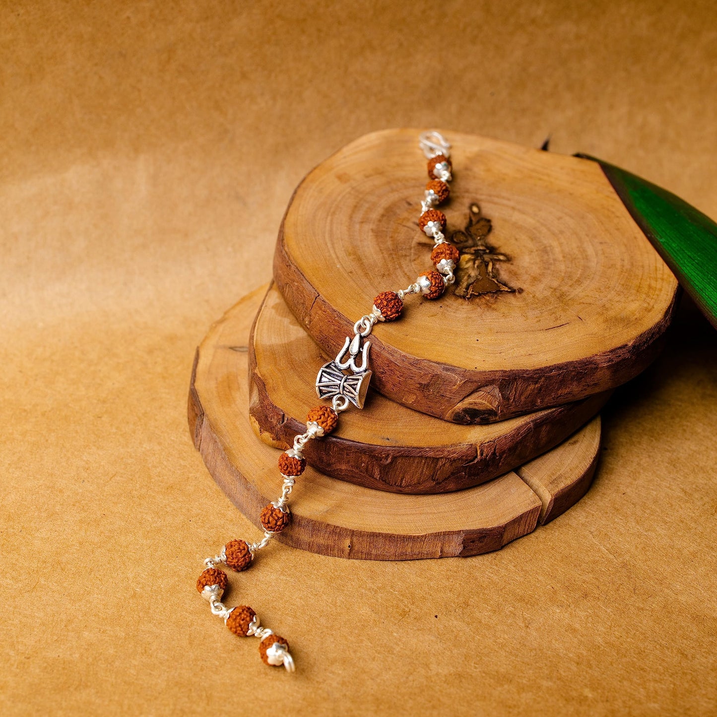 Hem Jewels Pure Silver Rudraksh Bracelet Rakhi with Damru and Trishul for Brother | Silver Rakhi for Brother | Silver Bracelet f