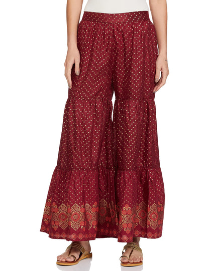 Aurelia Printed Strechable Sharara For Women | Calf Length Sharara For Women