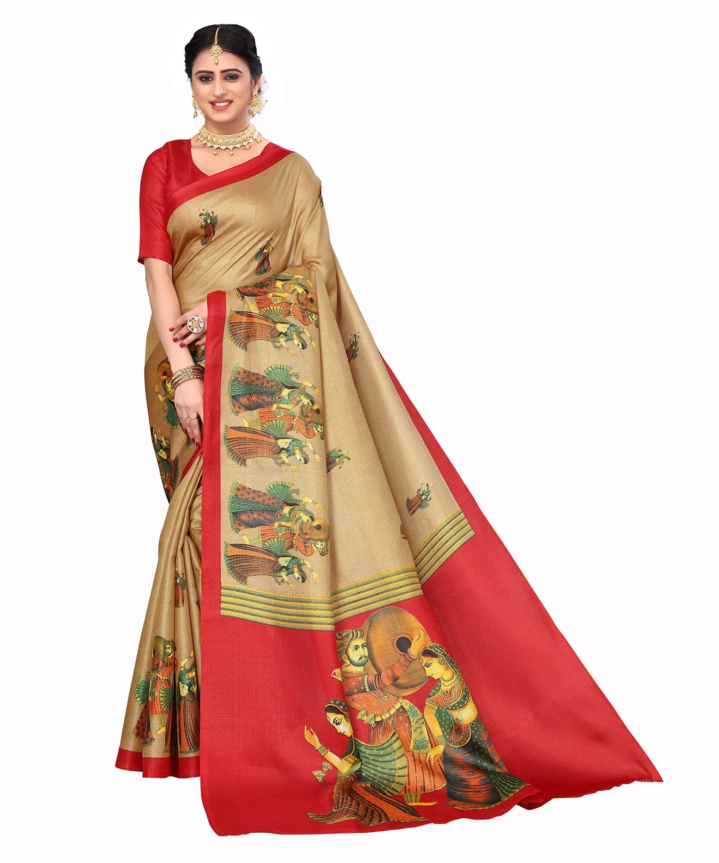 Yashika Womens Art Silk Saree with Blouse Piece (New-RAJARANI CHIKU)