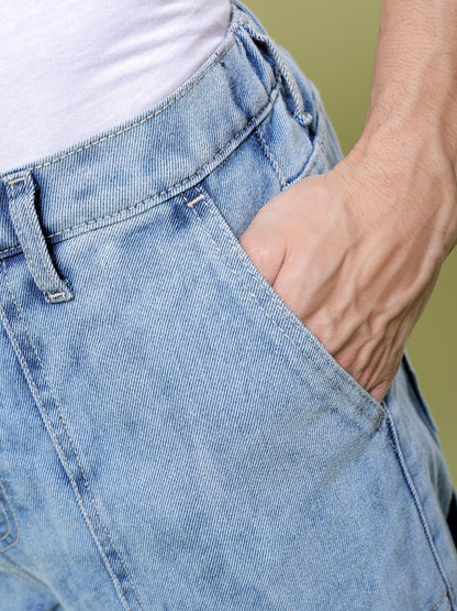 The Indian Garage Co Men Baggy Solid Mid-Rise Stretchable Jeans Blue