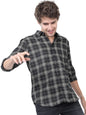 Ketch Men Polycotton Checkered Slim Fit Shirt (Khsh000749_Black/Khaki Xl)