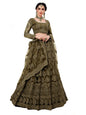 Patlani Letest Design Chain Embroderied With Stone Work Woman S Flered Lehenga Choli.Mehendi (Semi Stitched)