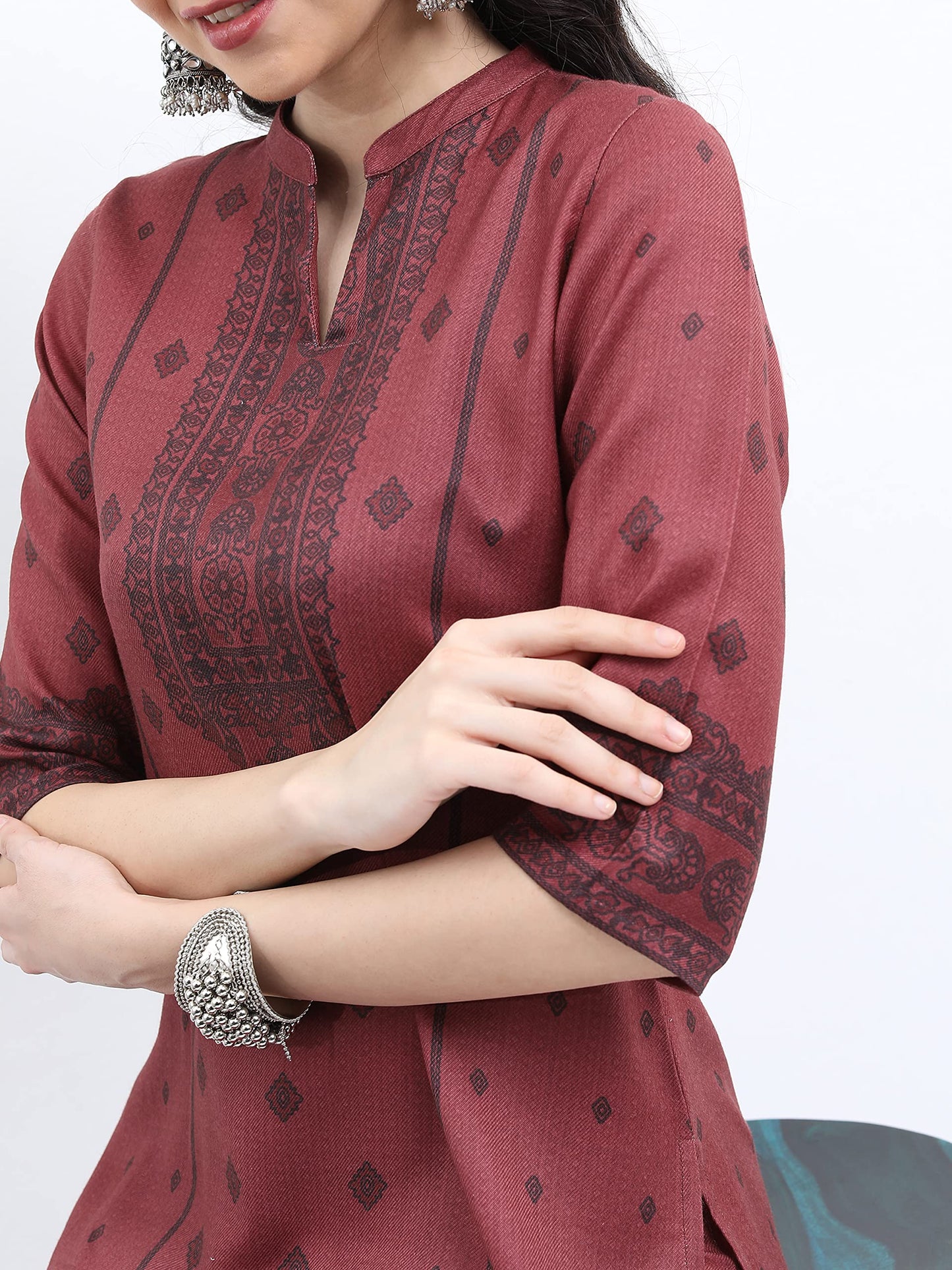 KETCH Women Polyester Regular Fit Printed Threeforth Sleeve Ethnic Kurta Pant Set