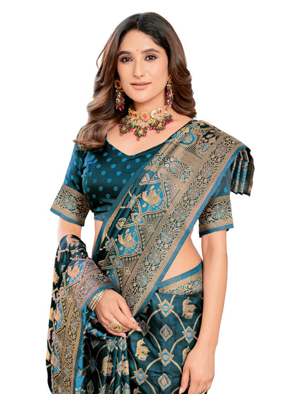 Glory Sarees WomenS Pure Kanjivaram Soft Banarasi Original Satin Silk Saree Elegantly Crafted Graceful Wedding Design With Blou