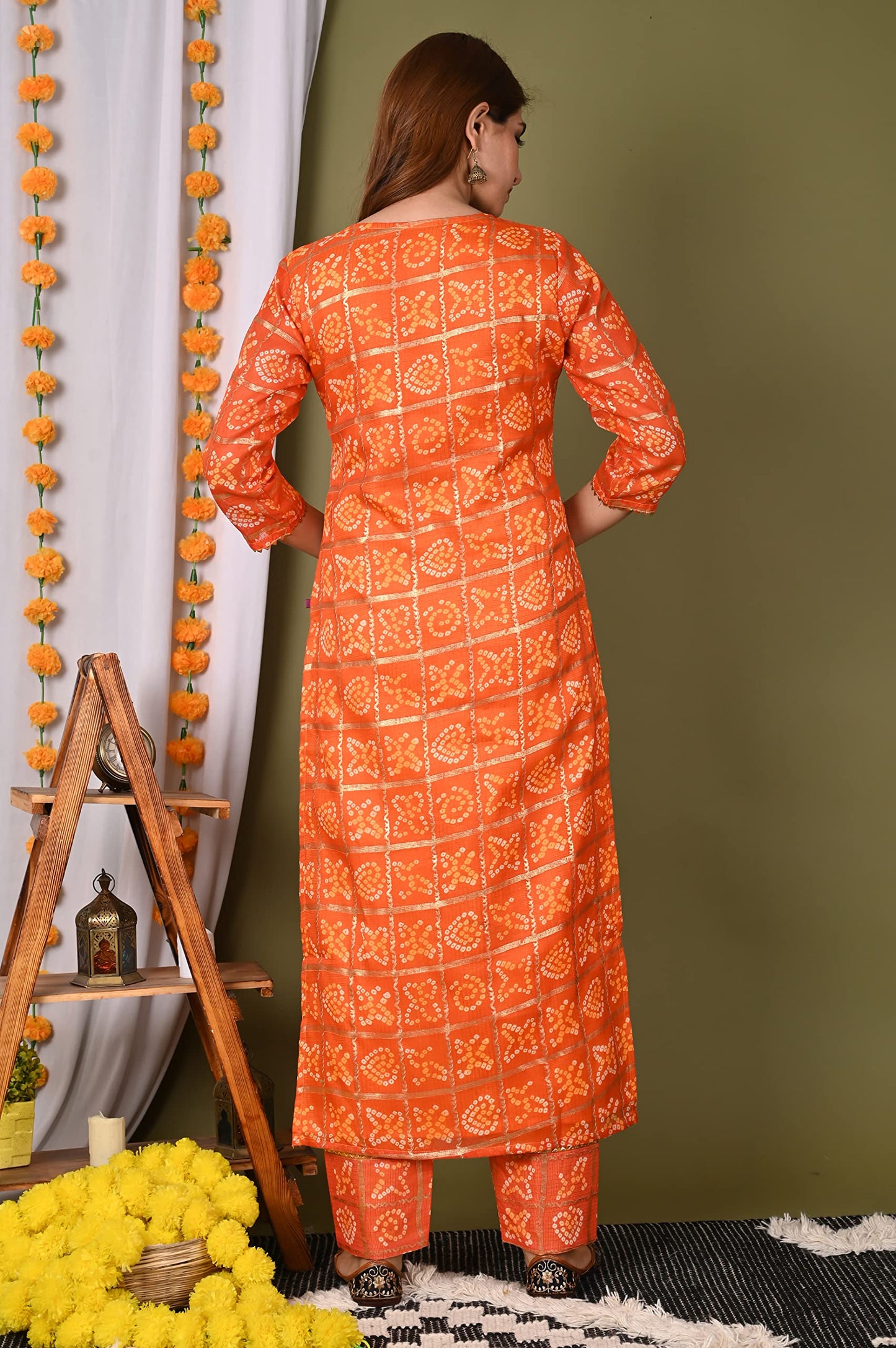 ANNI DESIGNER Women's Cotton Blend Straight Printed Kurta with Pant (Forum)