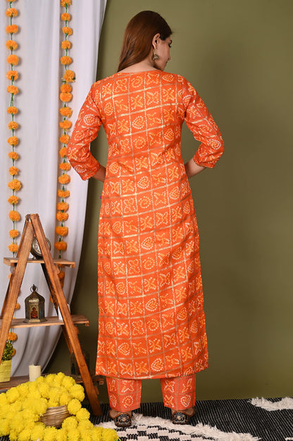ANNI DESIGNER Women's Cotton Blend Straight Printed Kurta with Pant (Forum)