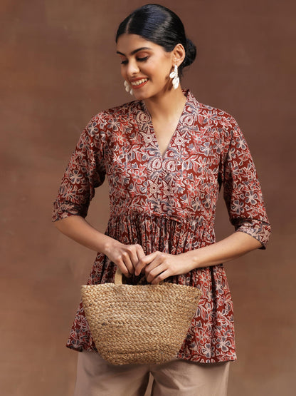 Libas WomenS Cotton Printed A-Line Kurti (29101Or_Rust