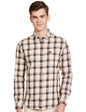 The Indian Garage Co Beige Regular Fit Spread Collar Checkered Long Sleeves Shirt