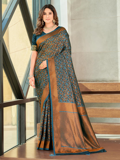 Glory Sarees Womens Pure Kanjivaram Soft Banarasi Original Satin Silk Saree Elegantly Crafted Graceful Wedding Design With Blous