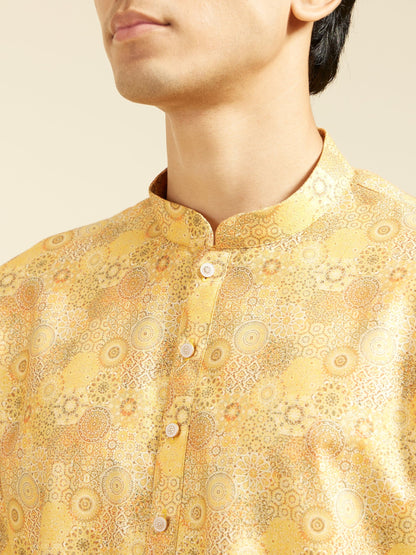 Diwas By Manyavar MenS Cotton Blend Printed Kurta (Mustard,M)