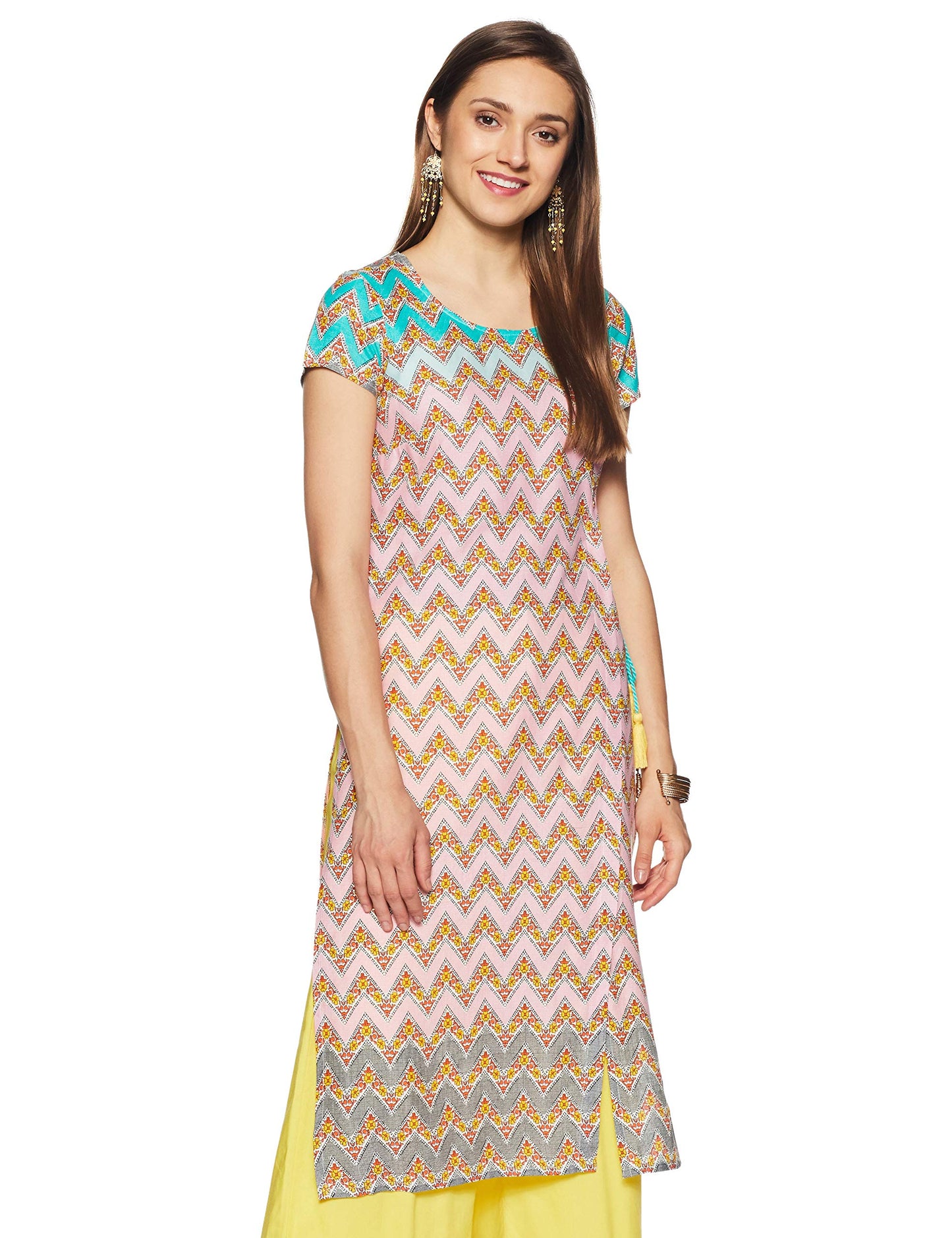 Aurelia WomenS Rayon Regular Kurta (19Fea10553-500275_Pink_L)