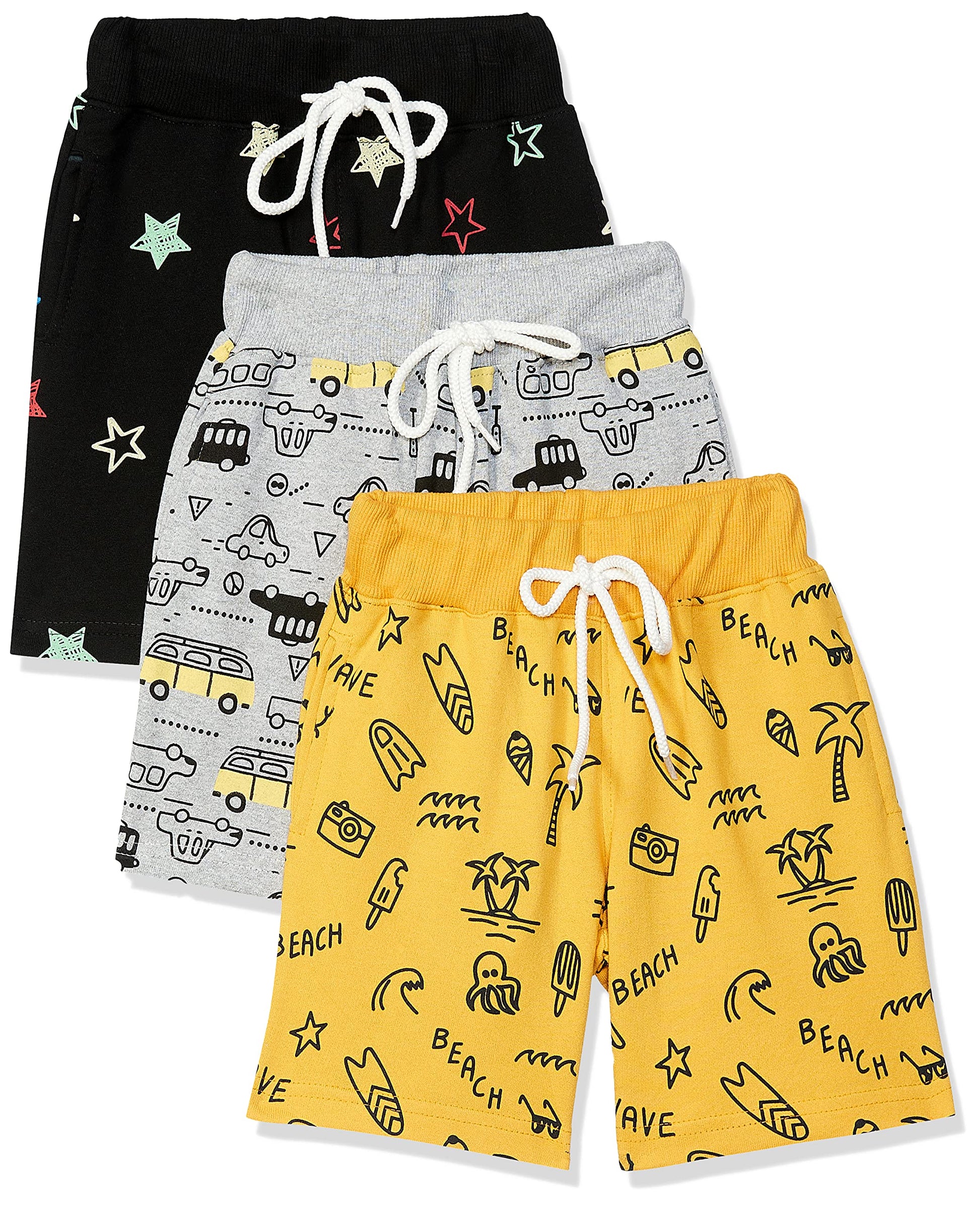 T2F Boys Cotton Printed Regular Fit Shorts(Pack of 3) Multicolour