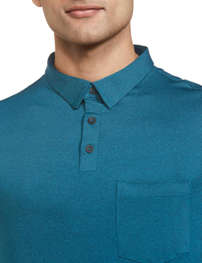 Turtle Men Poly Spandex Melange Slim Fit Solid Polo Tshirt