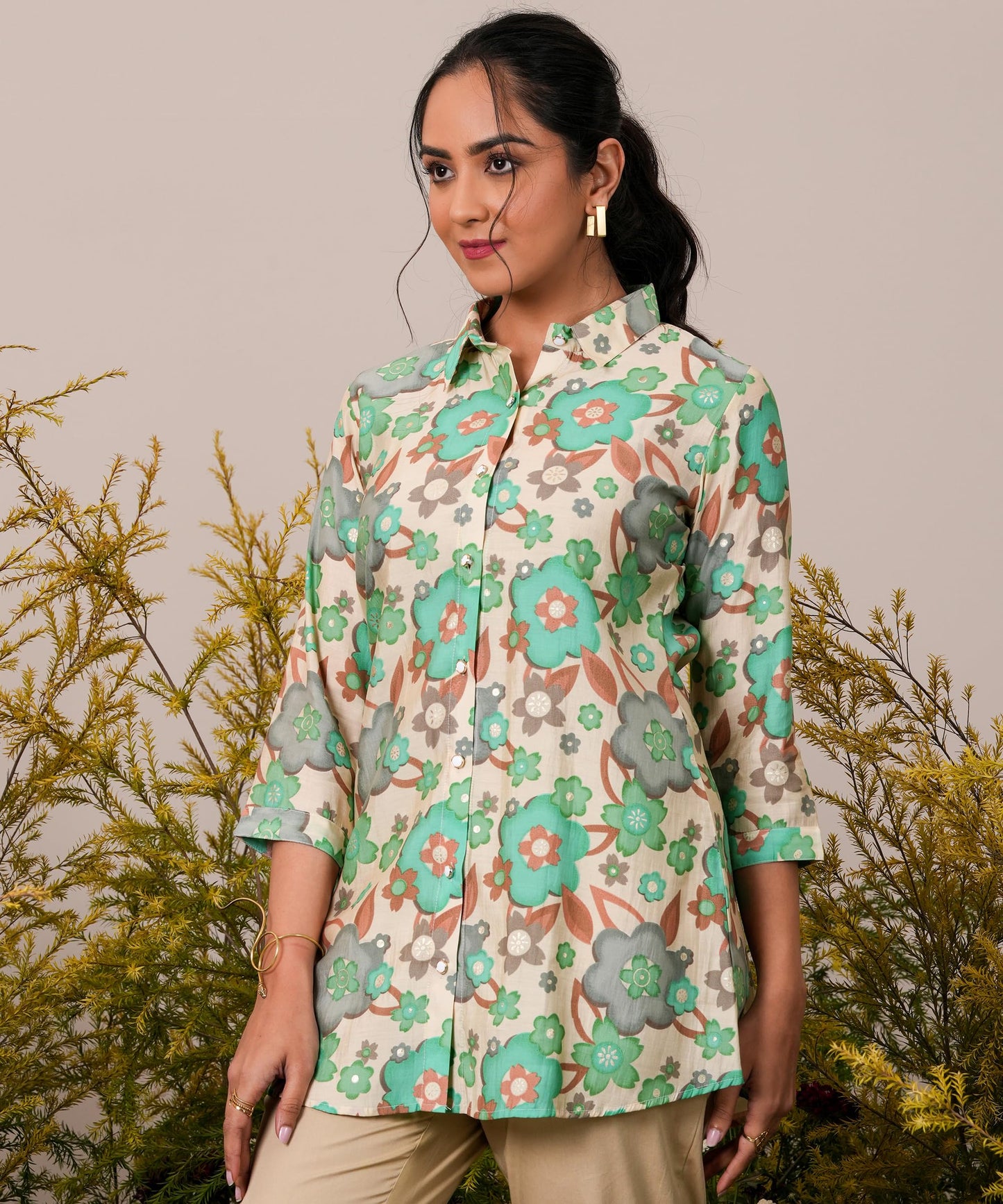Libas WomenS Printed A-Line Kurtis (37076_Cream