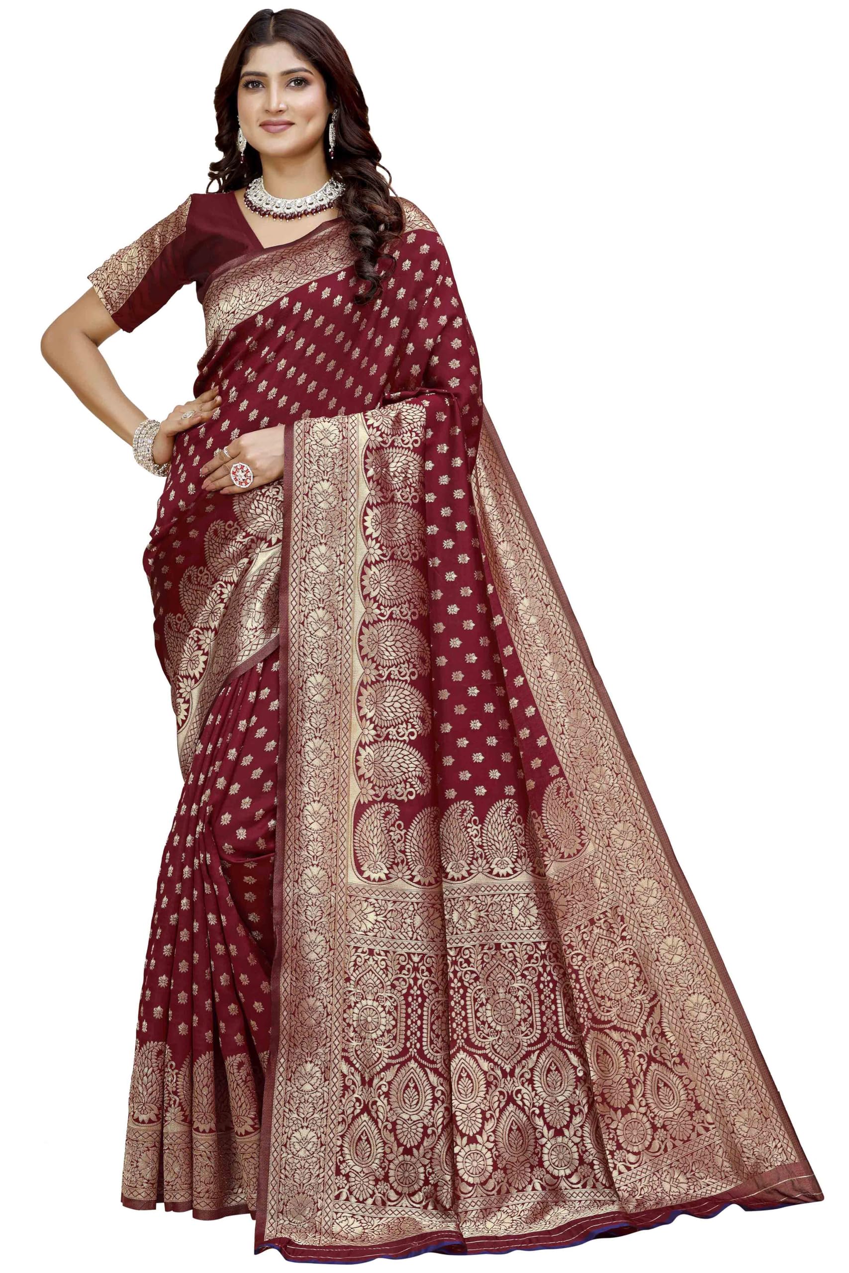 Shasmi Womens Banarasi Saree Pure Kanjivaram Silk Saree Soft new ladies 2025 Design Wear Pattu Sarees Latest Party Sari collect