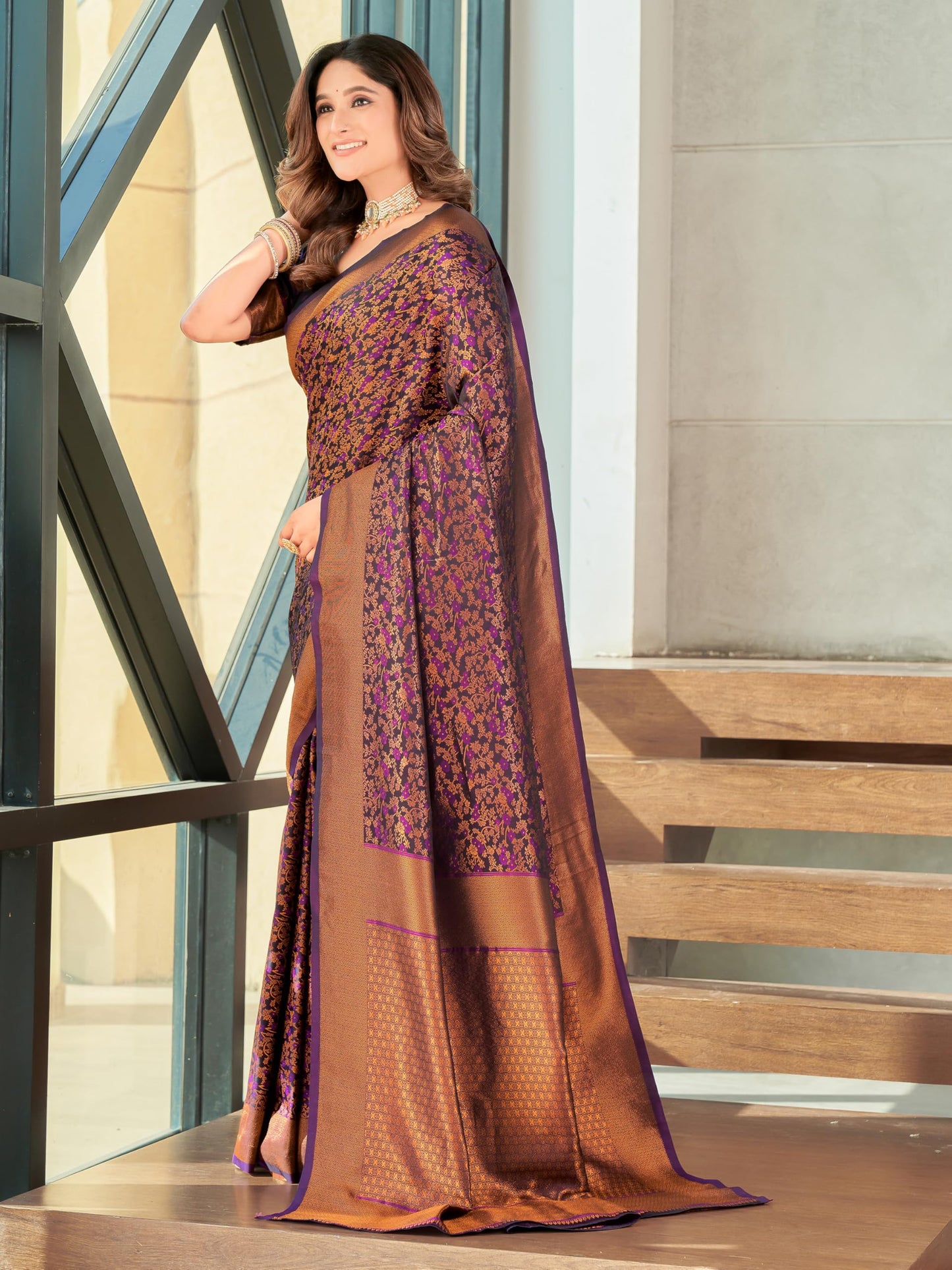Glory Sarees WomenS Pure Kanjivaram Soft Banarasi Original Satin Silk Saree Elegantly Crafted Graceful Wedding Design With Blou