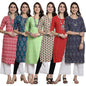 Pinkmint Festival Wear Printed Crepe KurtiS For WomenS Ll Ethnic Kurti Ll Comfortable Kurti (Pack Of 6)