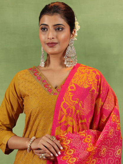 Libas WomenS Pure Cotton Kurta Set (49143_Mustard