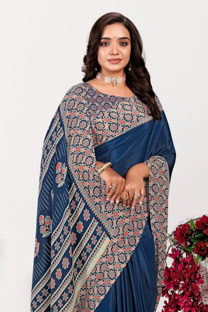 Vimla WomenS Premium Crepe Silk Saree With Unstitched Blouse Piece Floral Pattern And Plain Weave Type