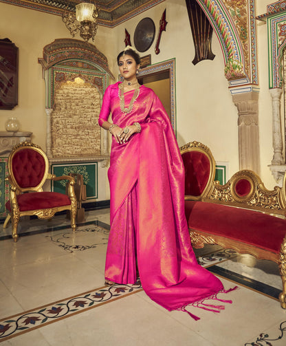 Pujia Mills Womans Handloom Banarasi Silk Saree With Zari Weaving Indian Ethnic Wear Jacquard Silk Saree Weaving Zari Border Sar