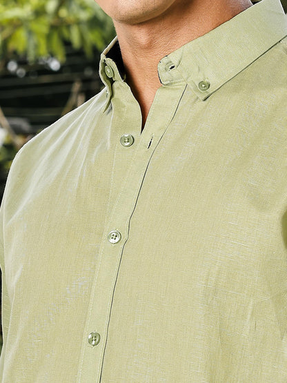 Thomas Scott Mens | Linen Blend | Solid | Button Down Collar | Premium Cotton Linen Blend | Full Sleeve | Casual Shirt for Men