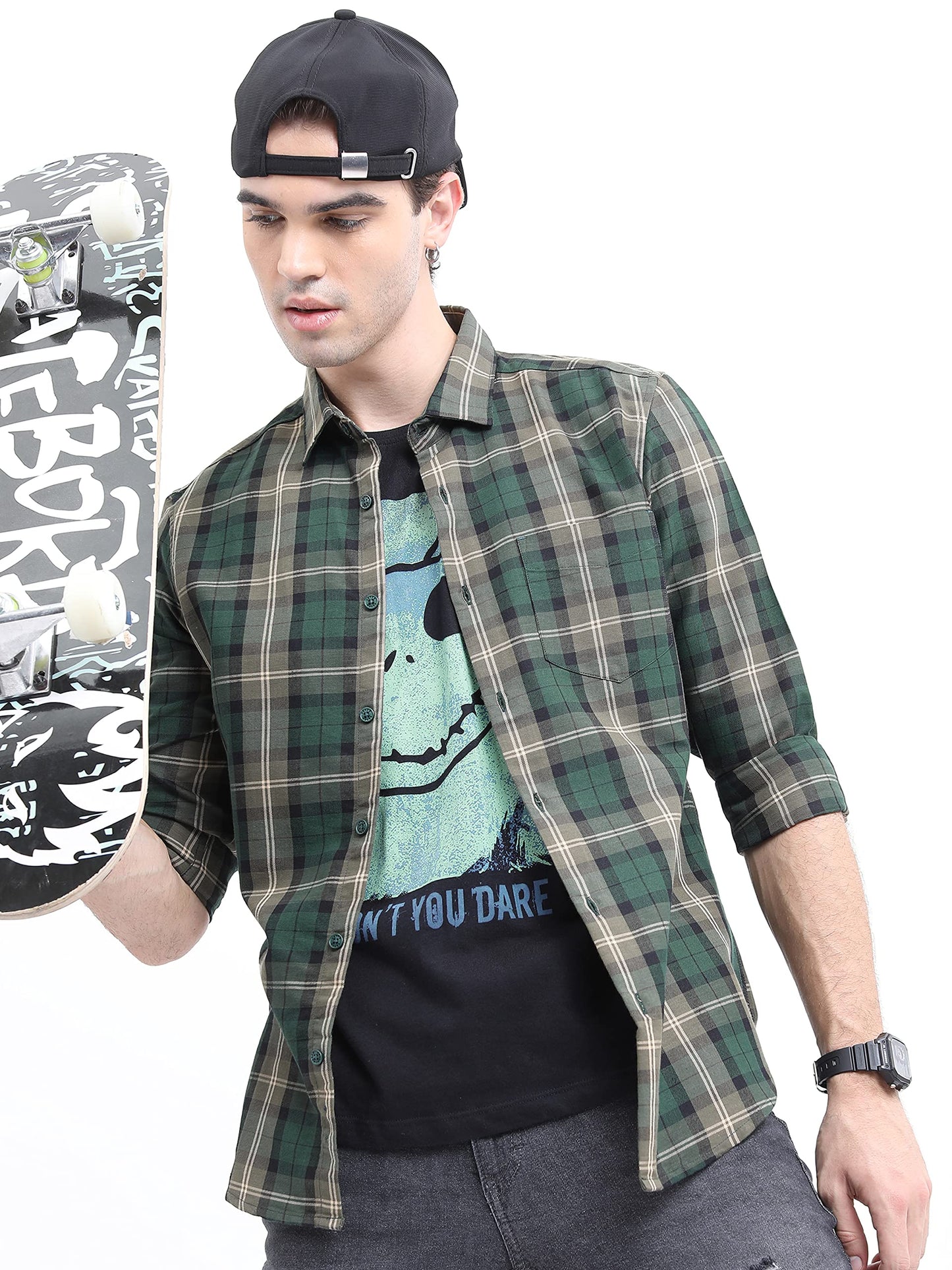Ketch Men Olive Slim Fit Shirt