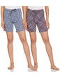 Lyra Pure Cotton Printed Night Shorts For Women (Pack Of 2)