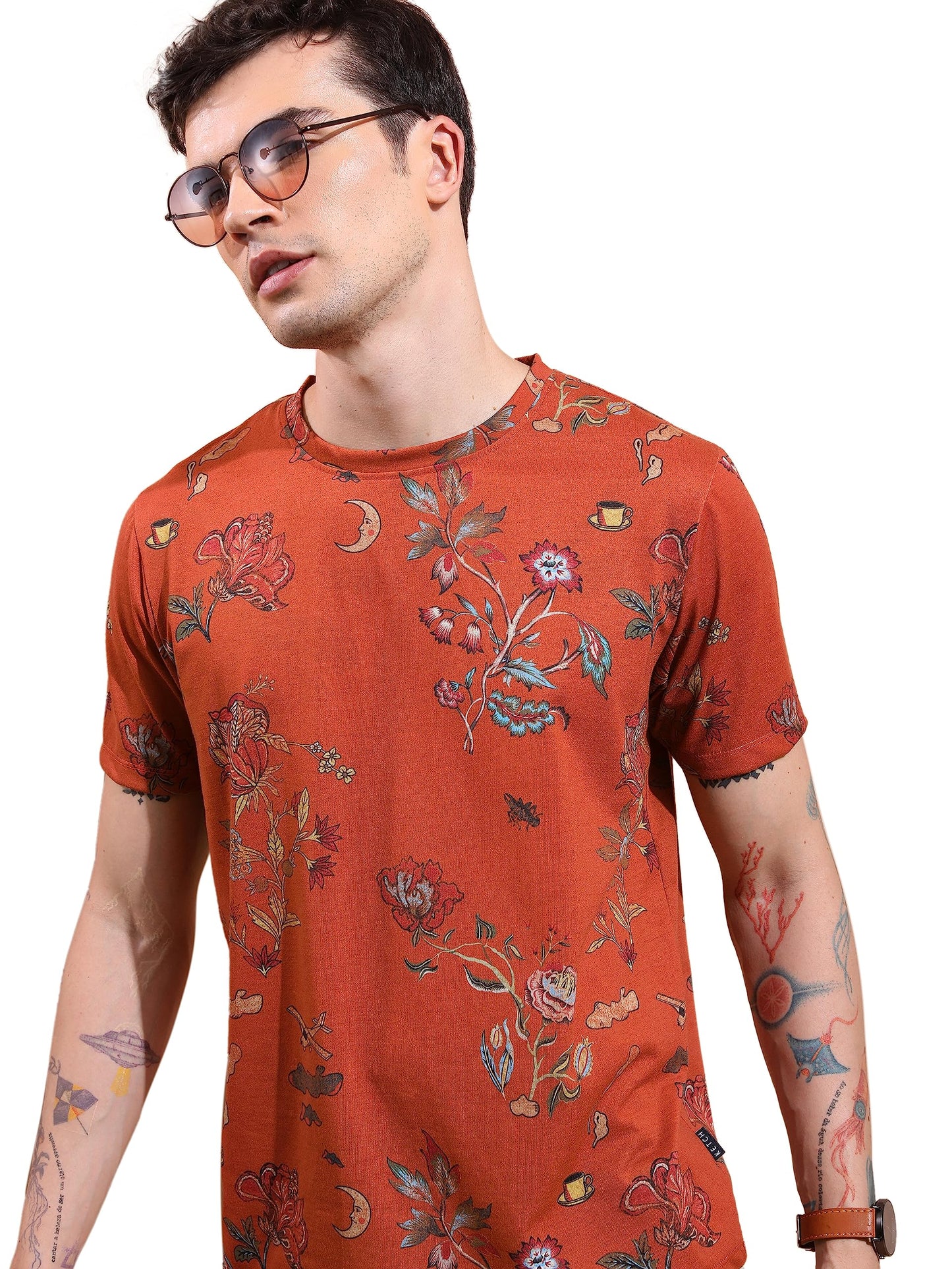 Ketch Mens Half Sleeve Relaxed Fit T-Shirt (Khts000660_ Rust_Xl)