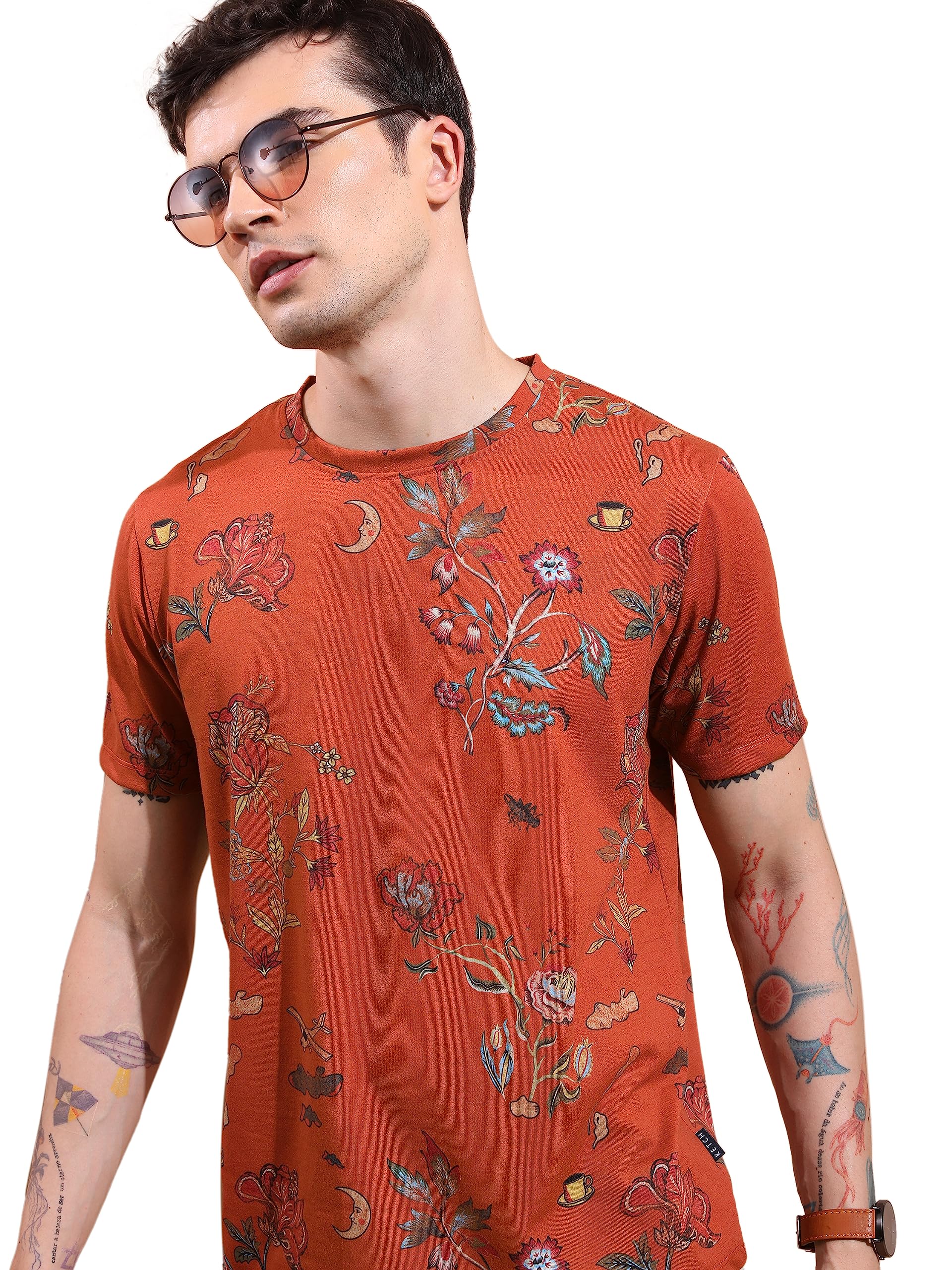 Ketch Mens Half Sleeve Relaxed Fit T-Shirt (Khts000660_ Rust_Xl)