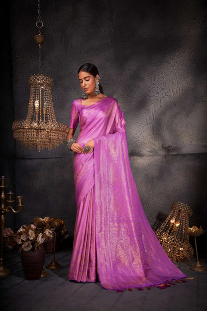 Vardha WomenS Kanchipuram Art Silk Saree With Unstitched Blouse Piece - Gold Zari Woven Work Sarees For Wedding (Aashni Silk_51