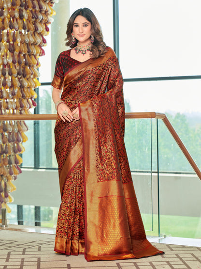 Glory Sarees WomenS Pure Kanjivaram Soft Banarasi Original Satin Silk Saree Elegantly Crafted Graceful Wedding Design With Blou