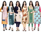 Pinkmint WomenS Crepe Straight Kurta (Pack Of 6) (109-114-117-119-120-121- Multi_Xl)