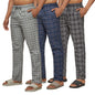 XYXX Mens Super Combed Cotton Checkered Checkmate Pyjamas [Pack of 3] Elasticated Waist, Drawstring | Loungewear for Men in Blu